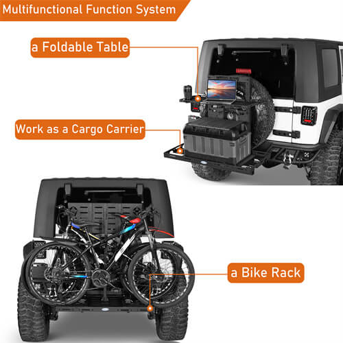 Tailgate Rear Cargo Rack System w/ Foldable Table For 2007-2018 Jeep Wrangler JK-Ultralisk4x4-u2100s-5