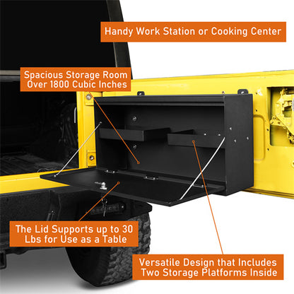 Tailgate Table Storage Lock Box For 1997-2006 Jeep Wrangler TJ - Ultralisk4x4