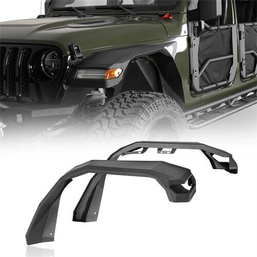 Jeep Wrangler JL & Gladiator JT Wide Flat Front Fender Flares 4x4 Jeep Parts - Ultralisk4x4 ul7015s 1