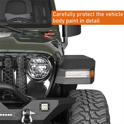 Jeep Wrangler JL & Gladiator JT Wide Flat Front Fender Flares 4x4 Jeep Parts - Ultralisk4x4 ul7015s 12