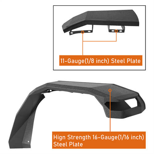 Jeep Wrangler JL & Gladiator JT Wide Flat Front Fender Flares 4x4 Jeep Parts - Ultralisk4x4 ul7015s 13