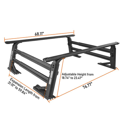 Adjustable Height Width Truck Bed Rack Aluminum Cargo Rack  for Toyota & Nissan Trucks - ultralisk4x4 Q1001910018 6