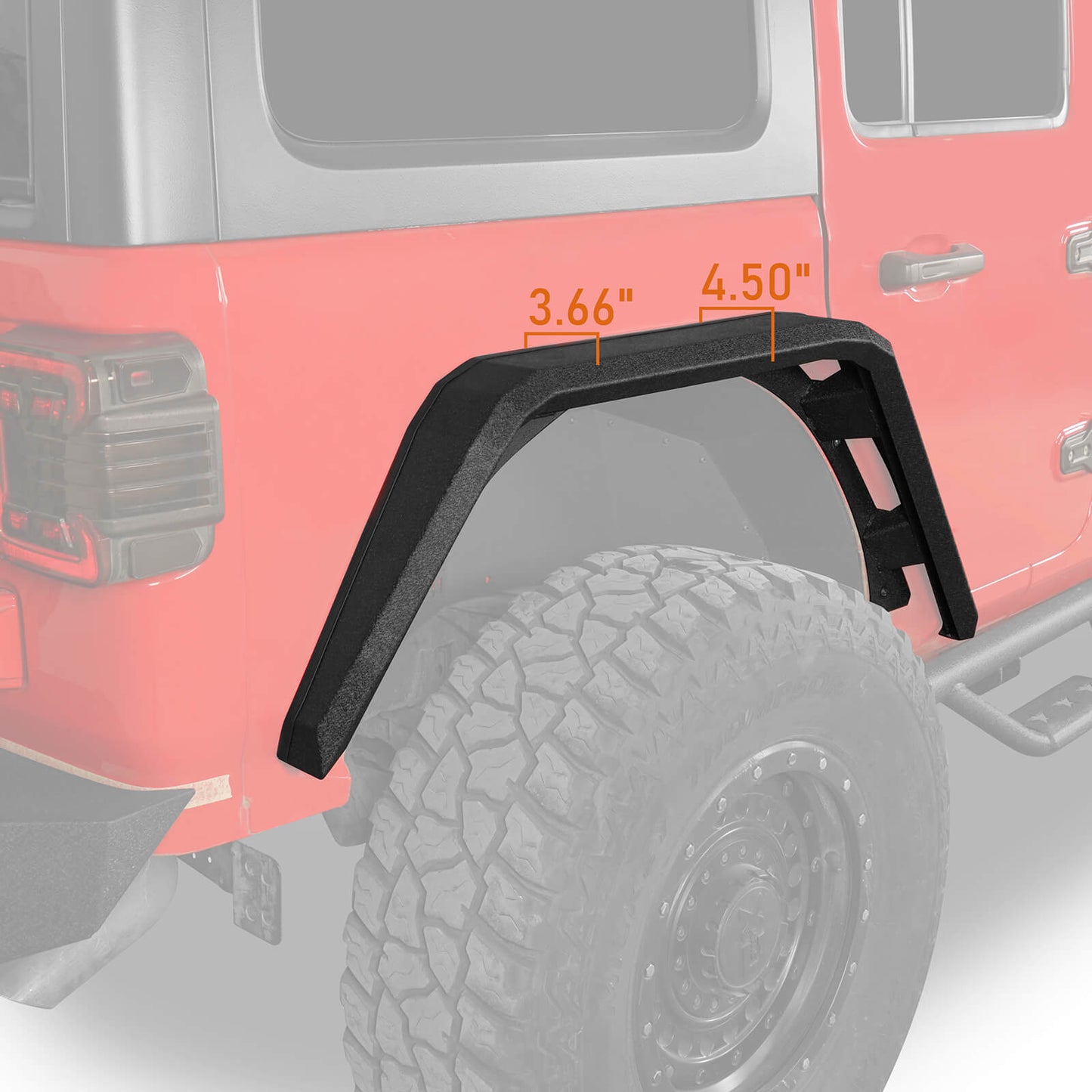 Jeep Flat Rear Fender Flares (18-23 Jeep Wrangler JL) b3043s 12