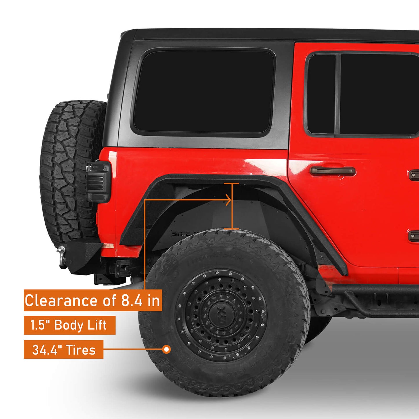 Jeep Flat Rear Fender Flares (18-23 Jeep Wrangler JL) b3043s 13