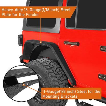 Jeep Flat Rear Fender Flares (18-23 Jeep Wrangler JL) b3043s 7