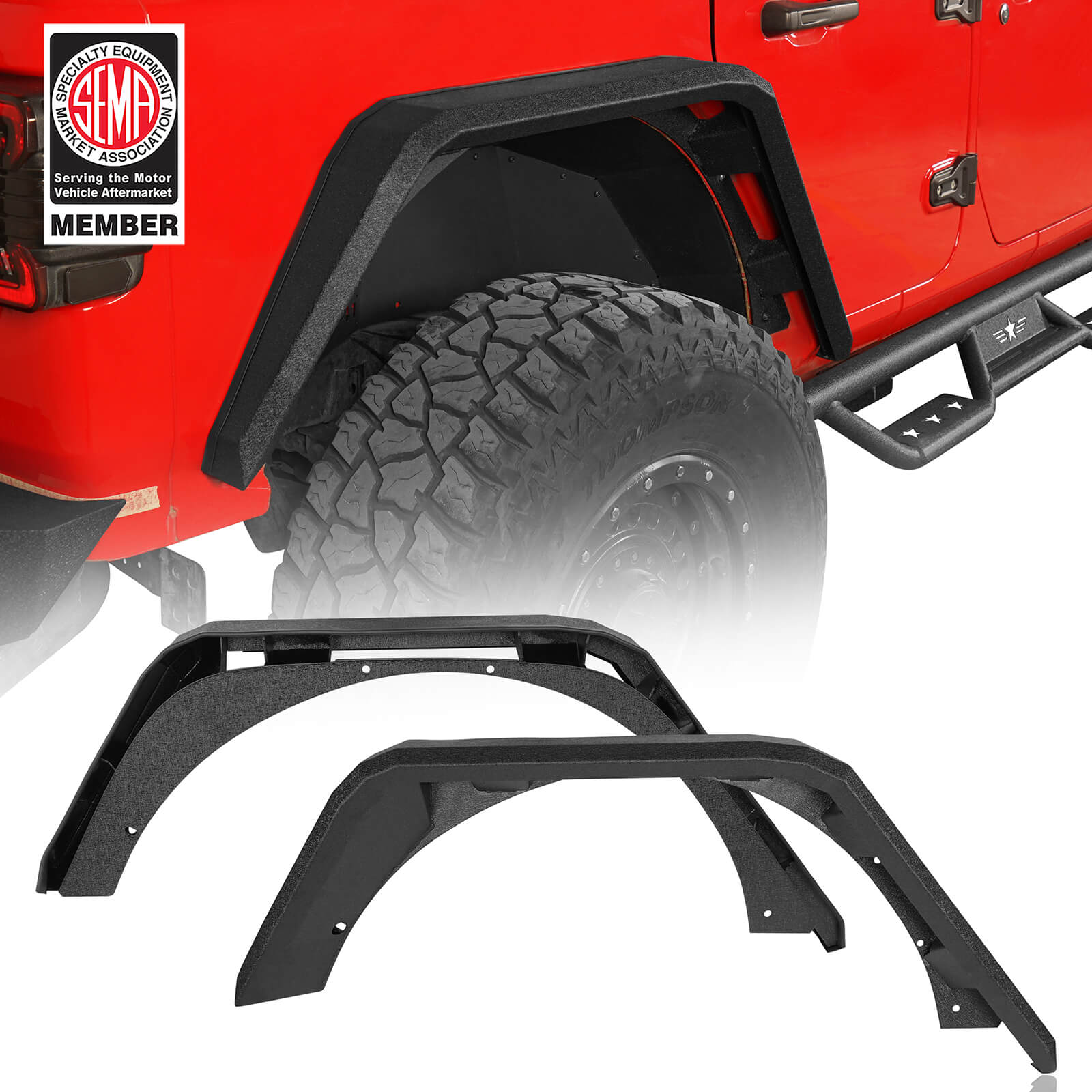 Jeep Flat Rear Fender Flares (18-23 Jeep Wrangler JL) b3043s 1