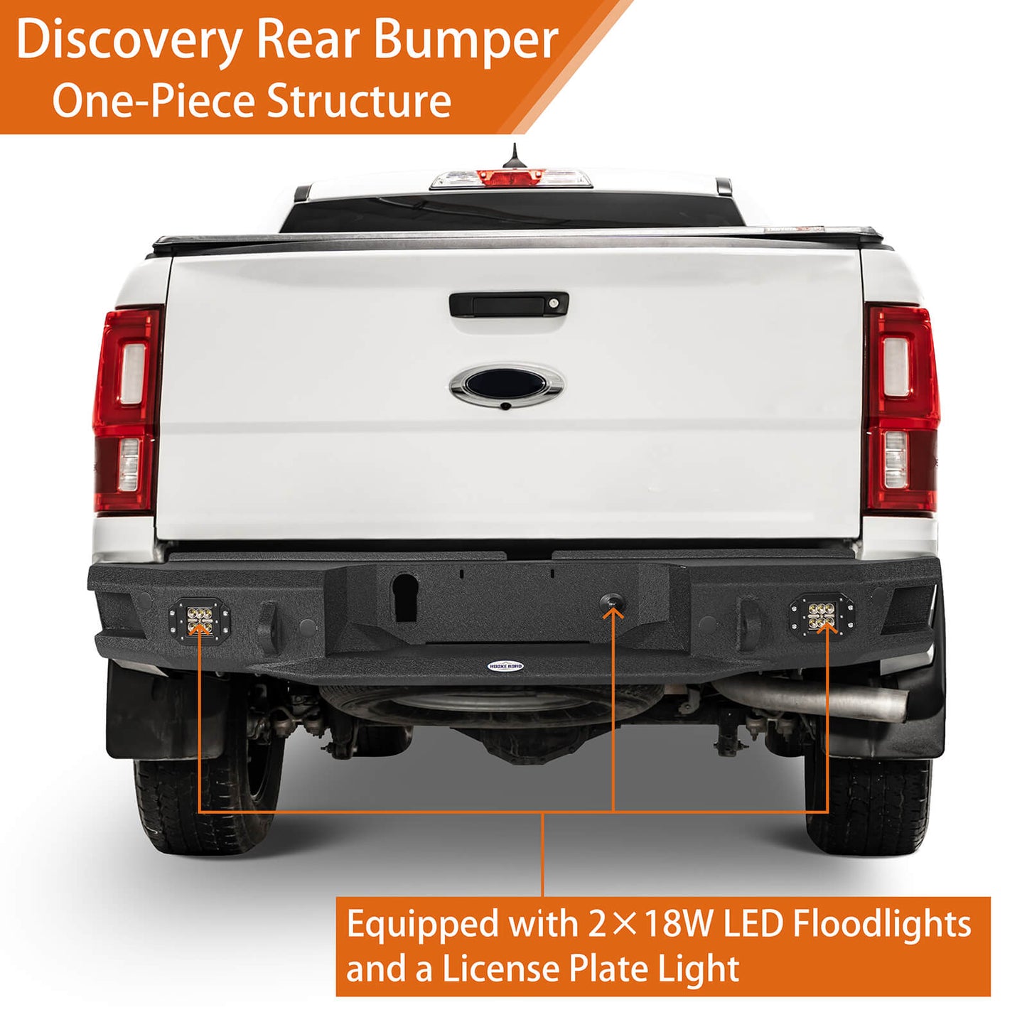 Ford 19-23 Ranger Discovery Rear Steel Bumper w/ LED Floodlights b8803 4