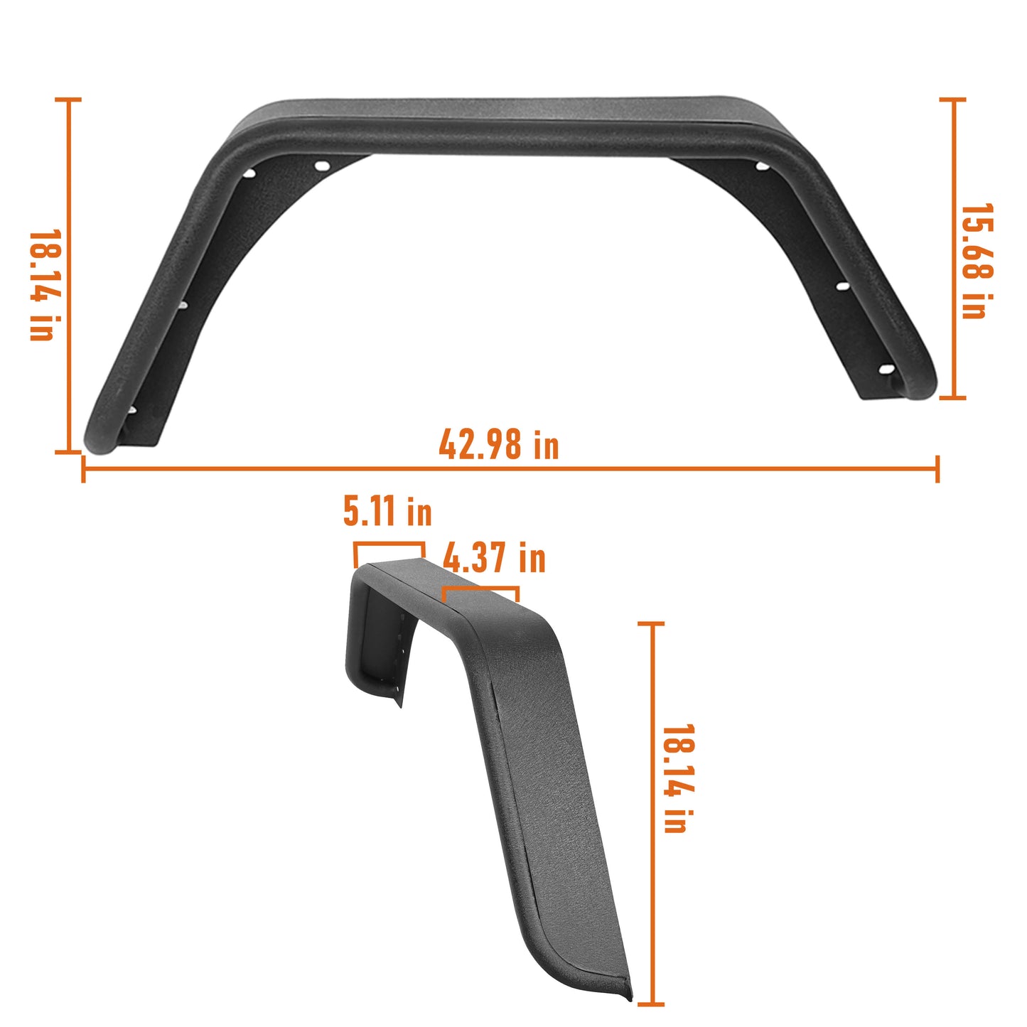 Front & Rear Fender Flares Tubular Fenders(97-06 Jeep Wrangler TJ) - ultralisk4x4