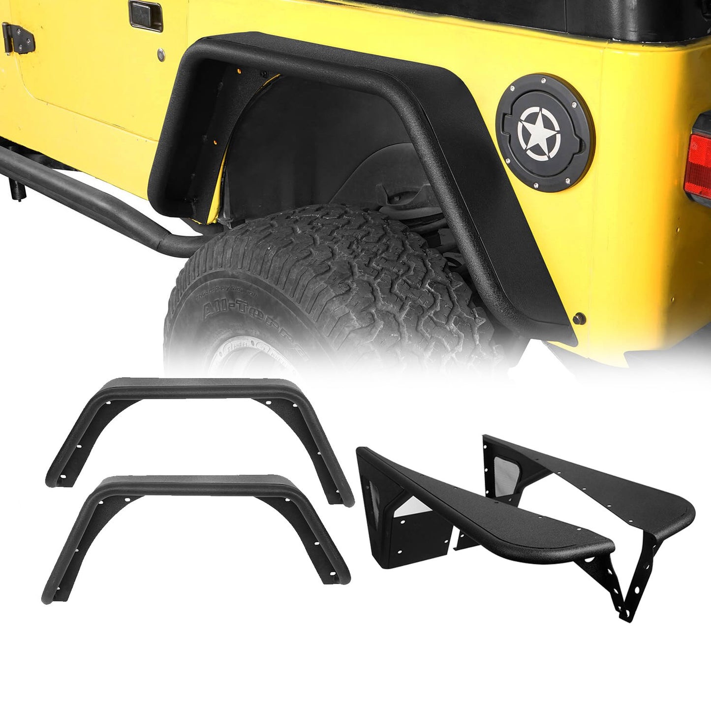 Front & Rear Fender Flares Tubular Fenders(97-06 Jeep Wrangler TJ) - ultralisk4x4