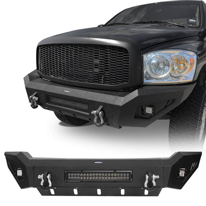 Full-Width Front Bumper w/Skid Plate for 2006-2008 Dodge Ram 1500 - Ultralisk 4x4 u6501 1