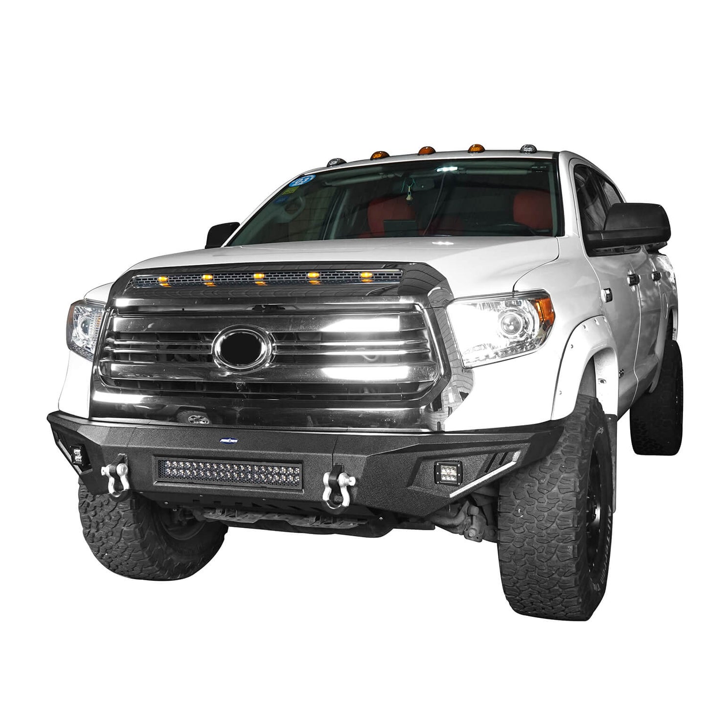 Full Width Front Bumper w/LED Lights for 2014-2021 Toyota Tundra b5000+b5001 12