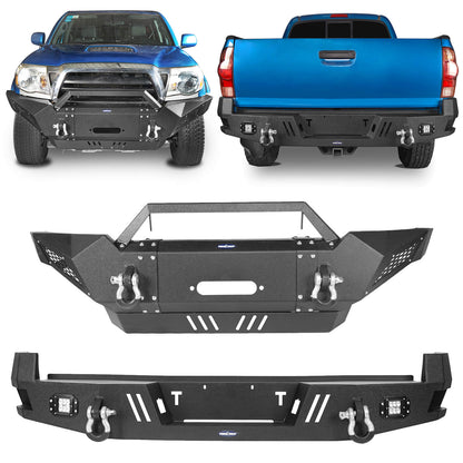 Full Width Front Bumper & Rear Bumper w/Lights for 2005-2011 Toyota Tacoma - Ultralisk 4x4 b40224001-1