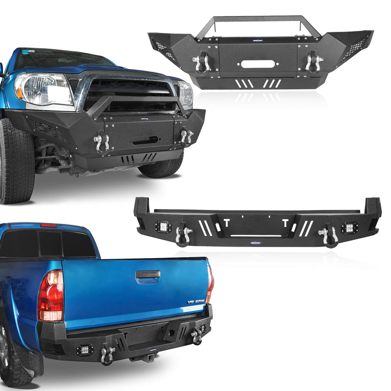 Full Width Front Bumper & Rear Bumper w/Lights for 2005-2011 Toyota Tacoma - Ultralisk 4x4 b40224001-2