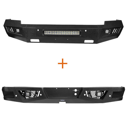 2014-2015 Chevy Silverado 1500 Full Widt Front Bumper & Rear Bumper w/Step - ultralisk4x4 u90229024 2