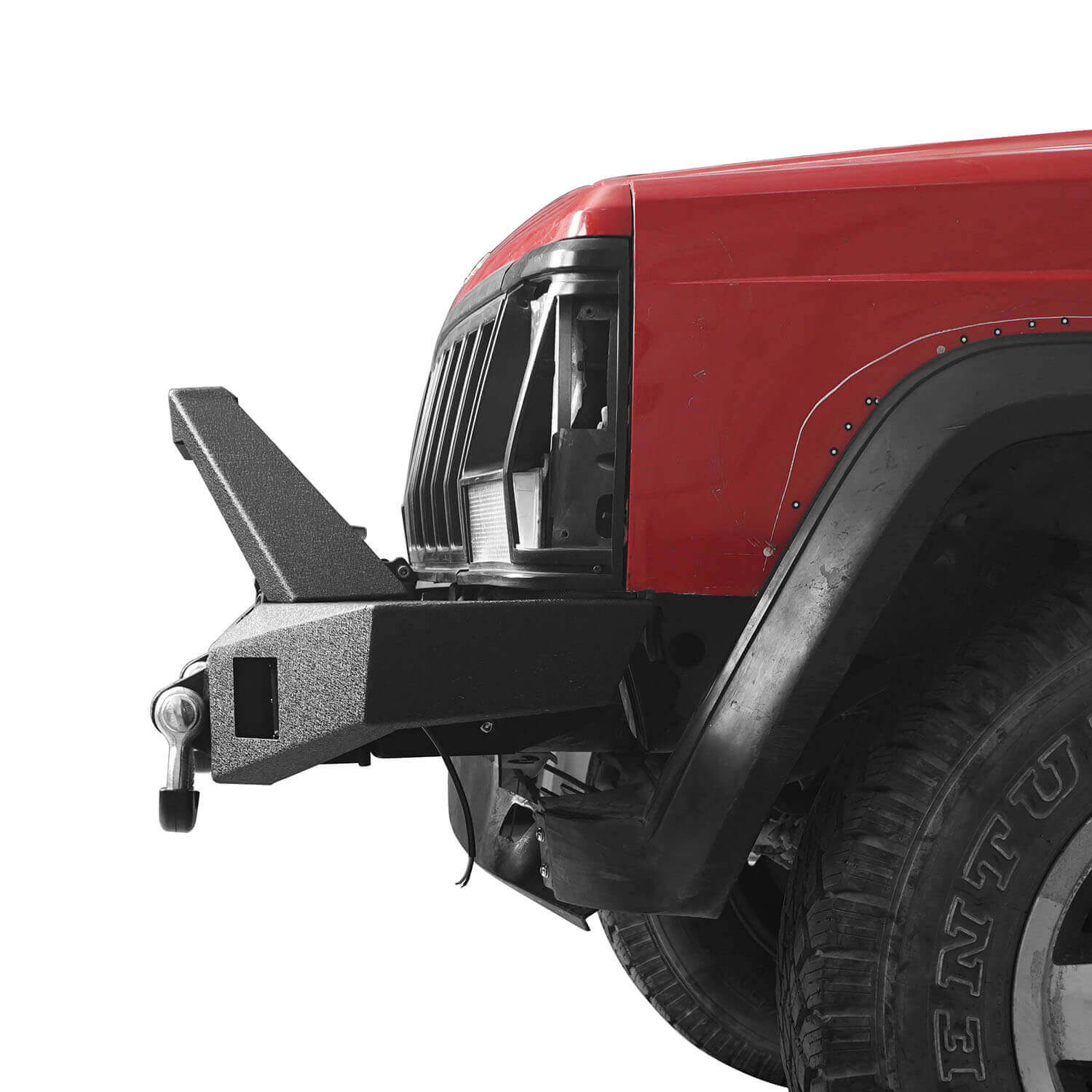 Full Width Front Bumper w/ Winch Plate & LED Spotlights for 1984-2001 Jeep Cherokee XJ 4