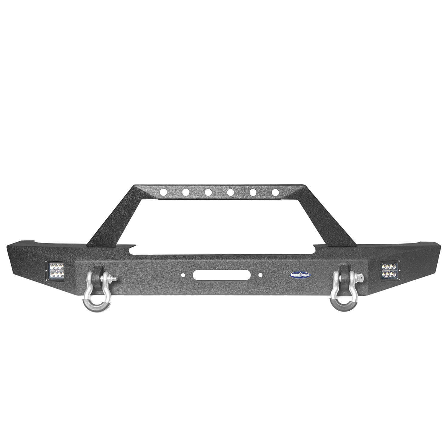 Full Width Front Bumper w/ Winch Plate & LED Spotlights for 1984-2001 Jeep Cherokee XJ 6