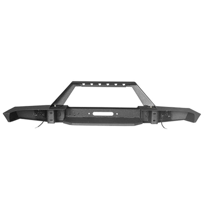 Full Width Front Bumper w/ Winch Plate & LED Spotlights for 1984-2001 Jeep Cherokee XJ 7