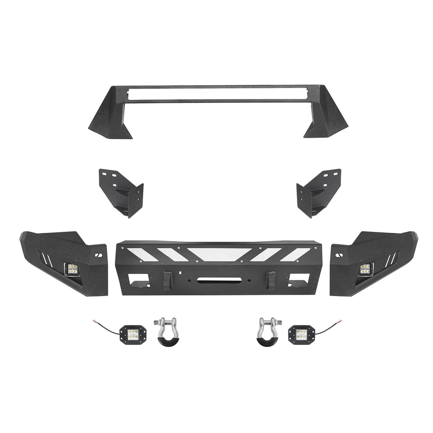 Full-Width Front Bumper with Low-Profile Hoop for 2016-2023 Toyota Tacoma 3rd Gen4 b4201-7