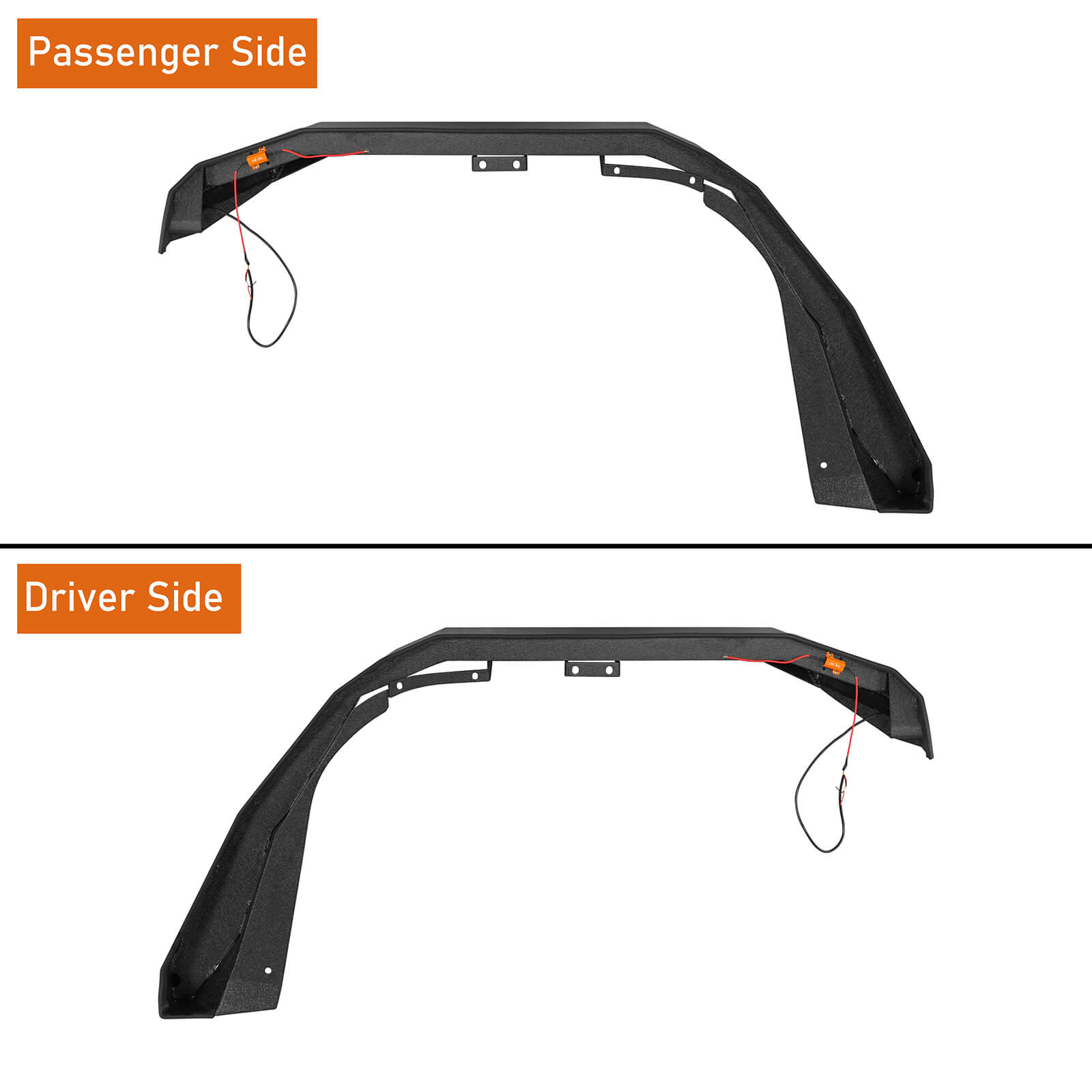 Jeep Flat Front Fender Flares w/ LED Lights ( 18-23 Jeep Wrangler JL & 20-23 Gladiator JT) b033s 12