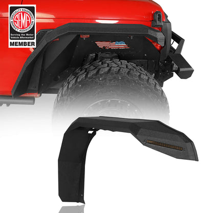 Jeep Flat Front Fender Flares w/ LED Lights ( 18-23 Jeep Wrangler JL & 20-23 Gladiator JT) b033s 1