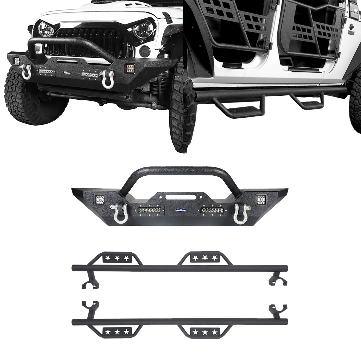 Jeep Front Bumper & Nerf Bar Side Steps (07-18 Jeep Wrangler JK) - ultralisk4x4