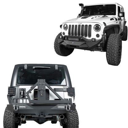 Blade Stubby Front Bumper & Different Trail Rear Bumper w/Tire Carrier Combo(07-18 Jeep Wrangler JK) - Ultralisk 4x4