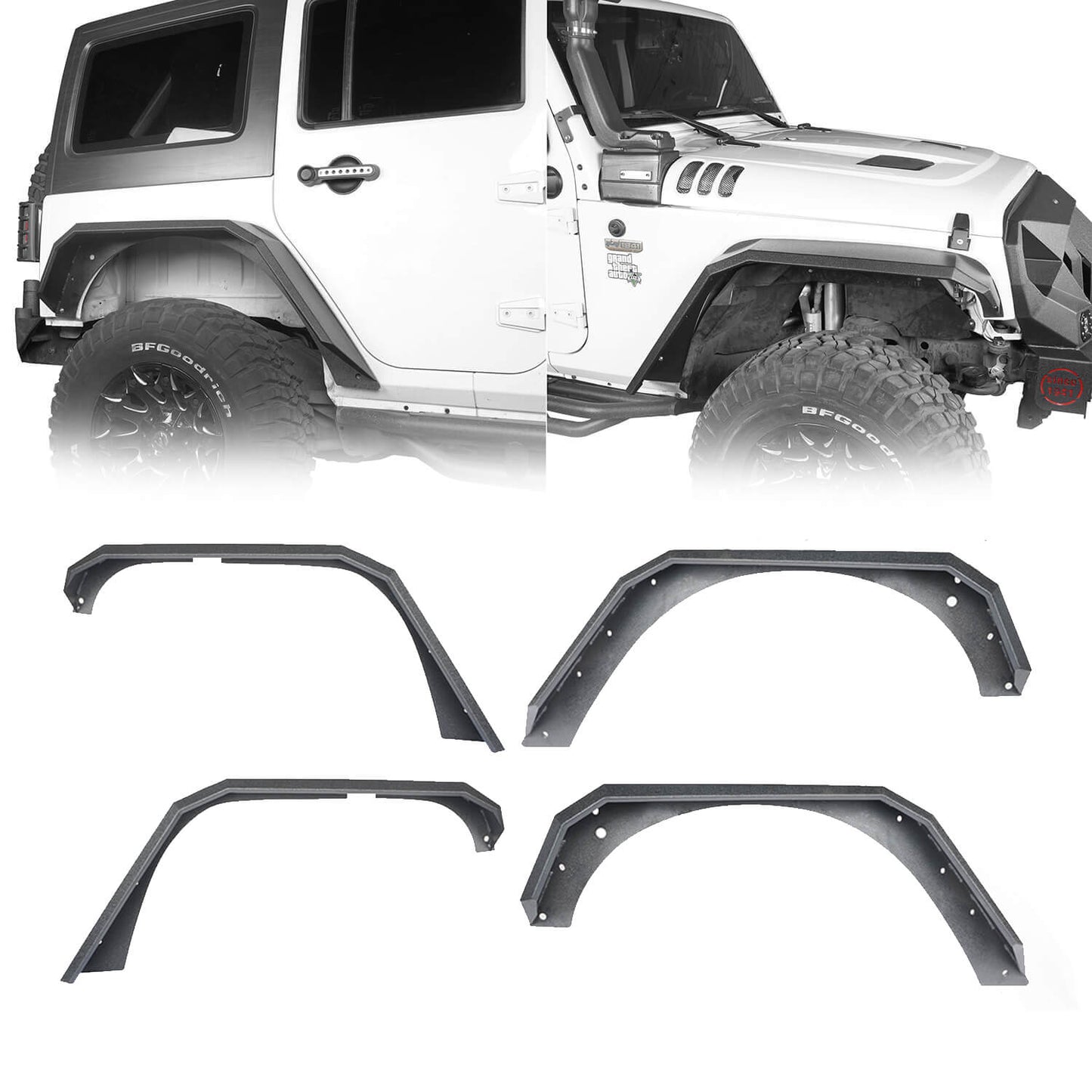 Jeep JK Fenders Fender Flares Flat for 2007-2018 Jeep Wrangler JK - Ultralisk 4x4 u2005 1