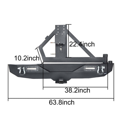 Lotus Tubular Front Bumper & Different Trail Rear Bumper w/Tire Carrier Combo Kit for 2007-2018 Jeep Wrangler JK JKU BXG132114 13