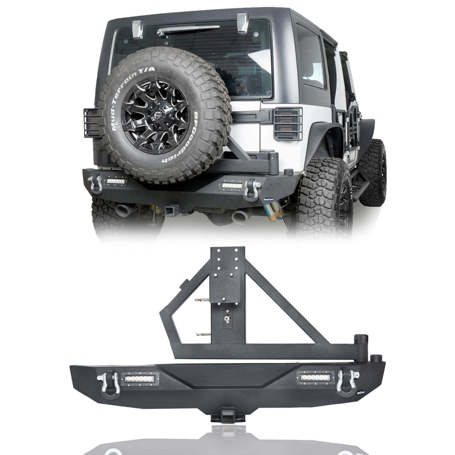 Lotus Tubular Front Bumper & Different Trail Rear Bumper w/Tire Carrier Combo Kit for 2007-2018 Jeep Wrangler JK JKU BXG132114 8