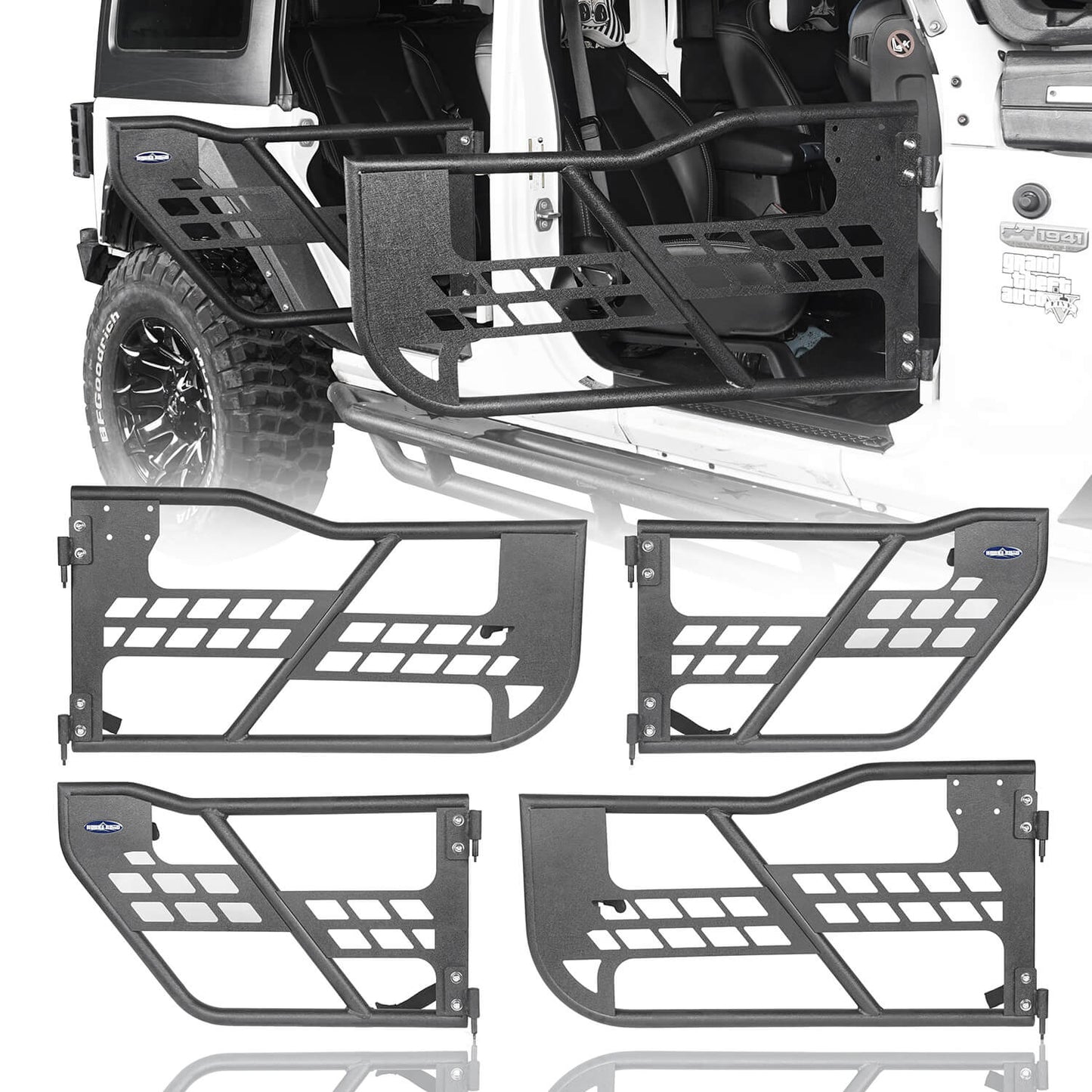 Jeep JK Running Boards and Tubular Half Doors Combo for Jeep Wrangler JK 2007-2018 BXG106136 Jeep JK Side Steps Jeep Tube Doors Jeep Half Doors u-Box Offroad 8