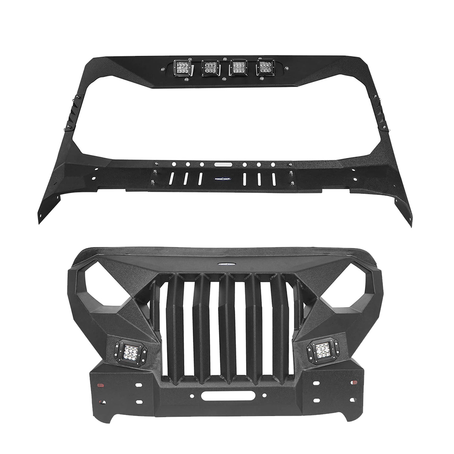 Jeep JL Full-width Front Bumper w/Mad Max Grill & Windshield Frame Cover for Jeep Wrangler JL ultralisk4x4 u30213024  2