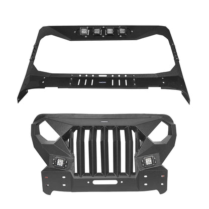 Jeep JL Full-width Front Bumper w/Mad Max Grill & Windshield Frame Cover for Jeep Wrangler JL ultralisk4x4 u30213024  2