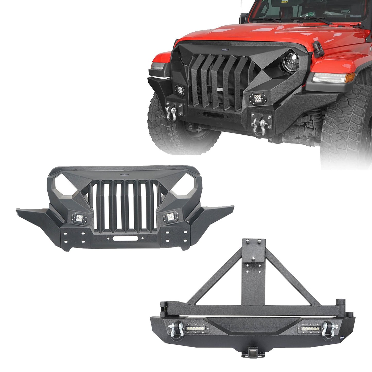 Jeep JL Mad Max Front Bumper & Rear Bumper w/Tire Carrier(18-24 Jeep Wrangler JL) - ultralisk4x4