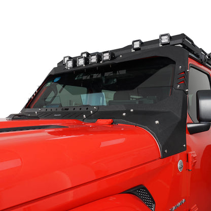 Mad Max Windshield Frame Cover Visor Cowl w/4 x LED Lights Insert(18-24 Jeep Wrangler JL & Gladiator JT(Excluding Mojave)) - Ultralisk 4x4