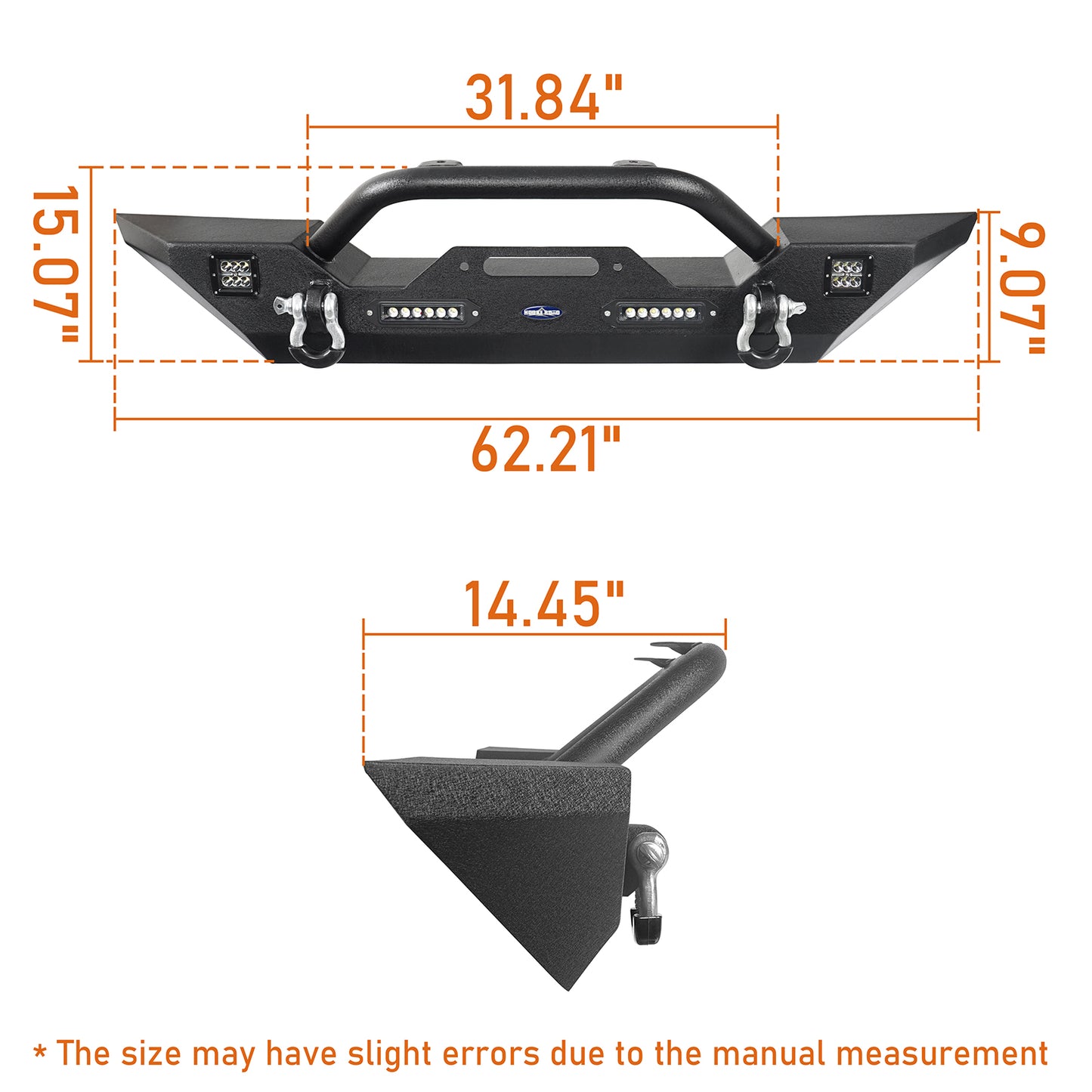 Front Bumper w/Winch Plate Mid Width Bumper(20-24 Jeep Gladiator JT & Jeep Wrangler JK & JL) - Ultralisk 4x4