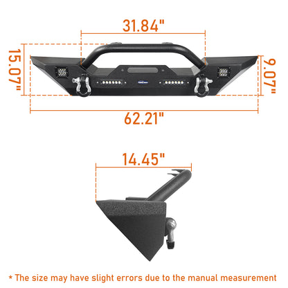 Front Bumper w/Winch Plate Mid Width Bumper(20-24 Jeep Gladiator JT & Jeep Wrangler JK & JL) - Ultralisk 4x4