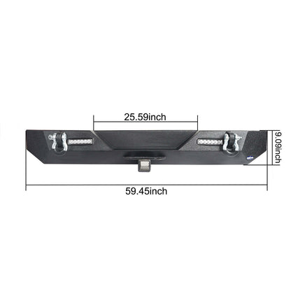 Different Trail Rear Bumper w/2" Hitch Receiver for Jeep Wrangler TJ YJ 1987-2006 BXG120 12