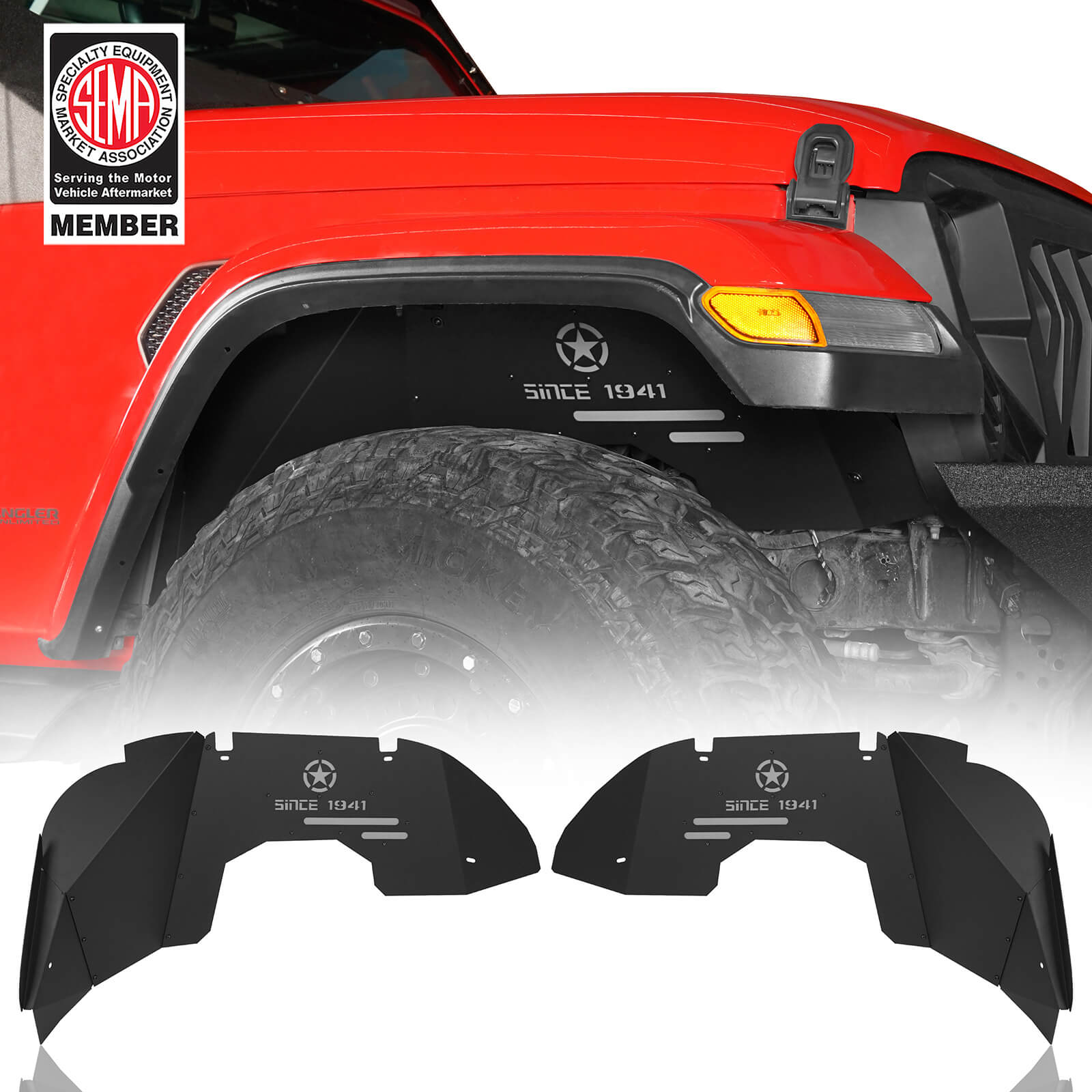 Jeep Wrangler “1941” Style Front Inner Fender Liners(18-22 JL& 20-22 JT） - ultralisk4x4 - BXG.3036-S 1