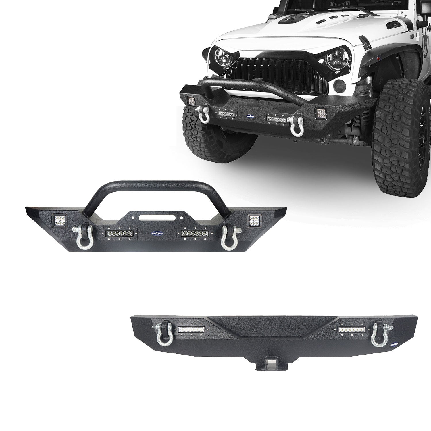 Jeep JK Front Bumper & Rear Bumper Combo for 2007-2018 Jeep