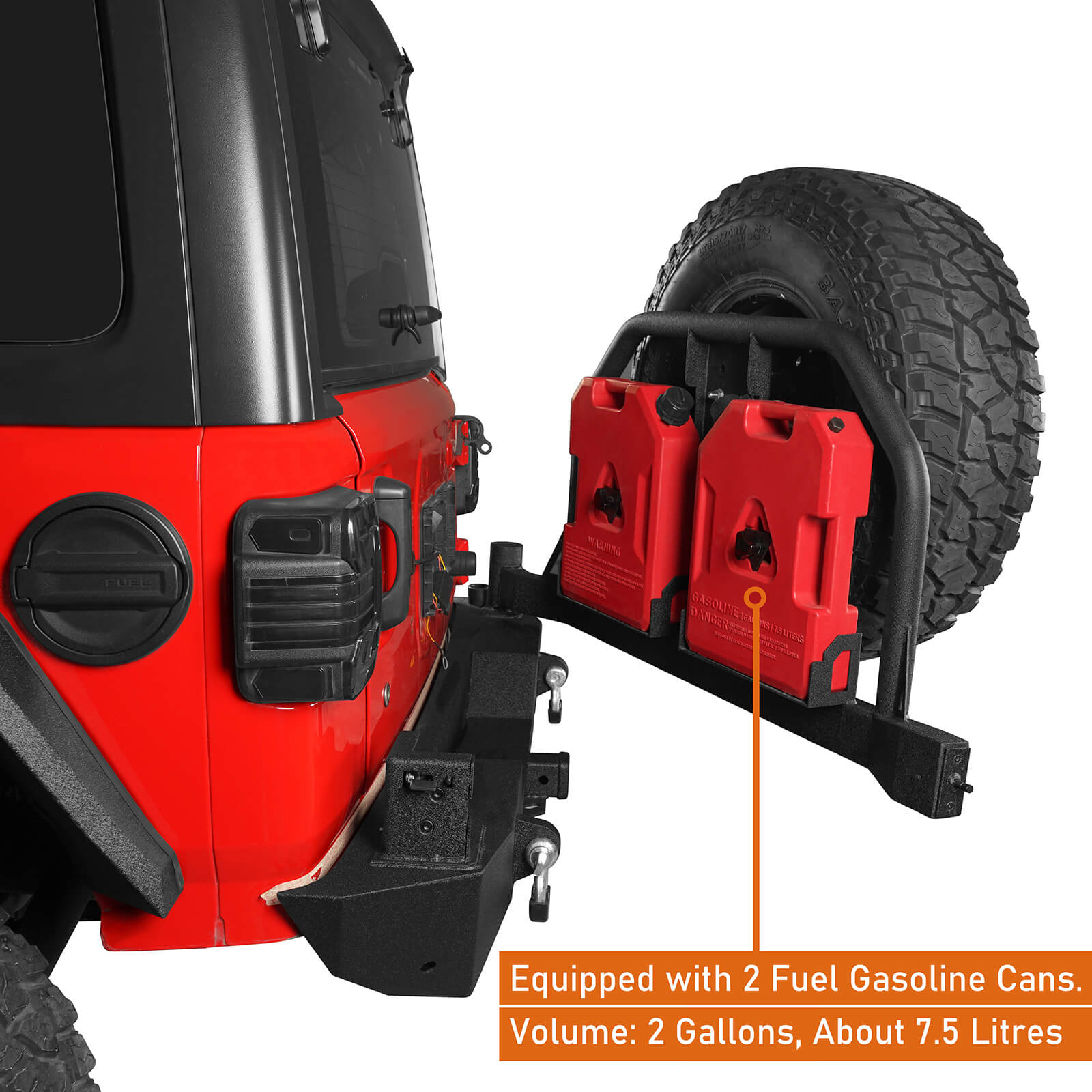 18-23 Jeep Wrangler JL Aftermarket Rear Bumper w/ 2 Gasoline Fuel Cans & Tire Carrier b3041s 7