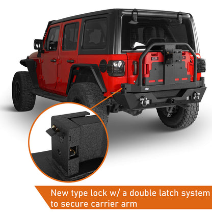 18-23 Jeep Wrangler JL Aftermarket Rear Bumper w/ 2 Gasoline Fuel Cans & Tire Carrier b3041s 8