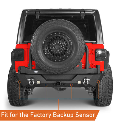 18-23 Jeep Wrangler JL Aftermarket Rear Bumper w/ 2 Gasoline Fuel Cans & Tire Carrier b3041s 9