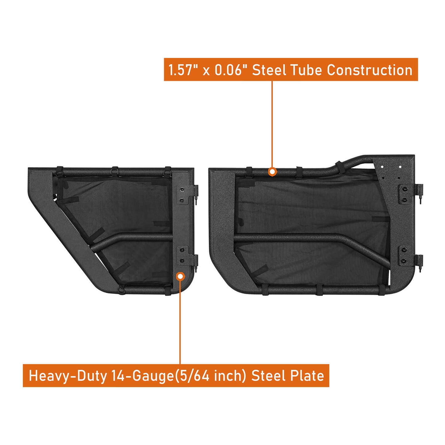 Jeep Wrangler JL & Gladiator JT Tube Half Front & Rear Doors w/ Black Shade Skins b3042s 10