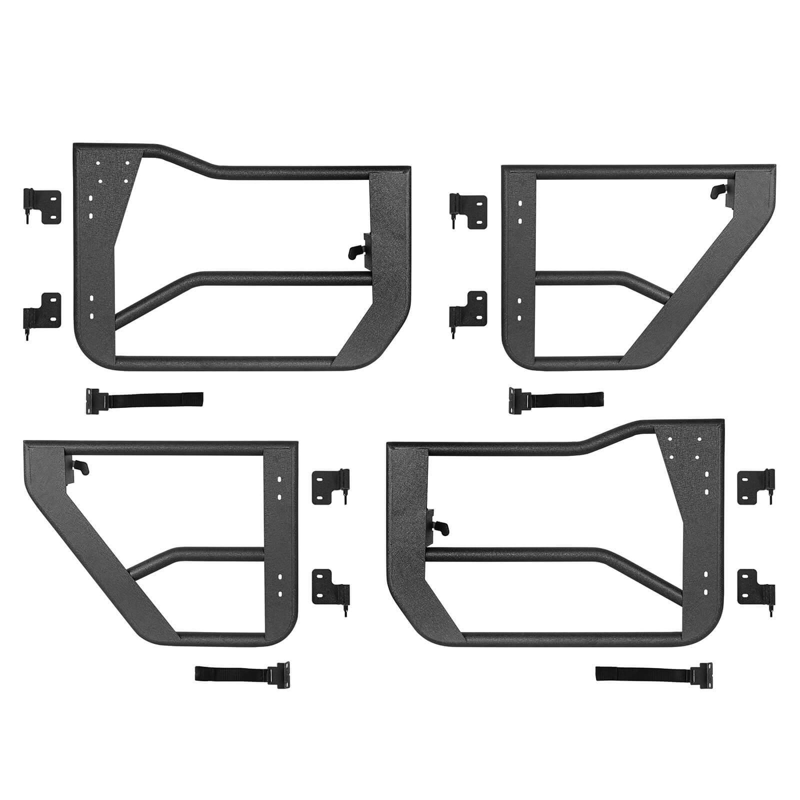 Jeep Wrangler JL & Gladiator JT Tube Half Front & Rear Doors w/ Black Shade Skins b3042s 12