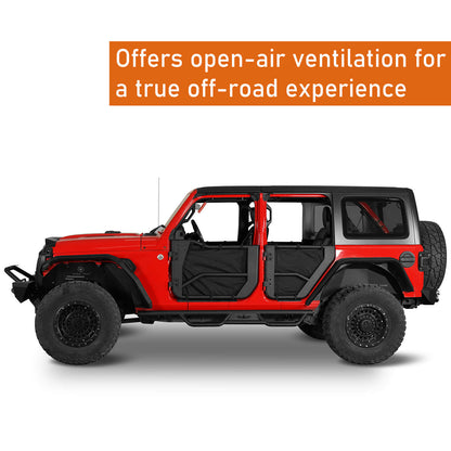 Jeep Wrangler JL & Gladiator JT Tube Half Front & Rear Doors w/ Black Shade Skins b3042s 5