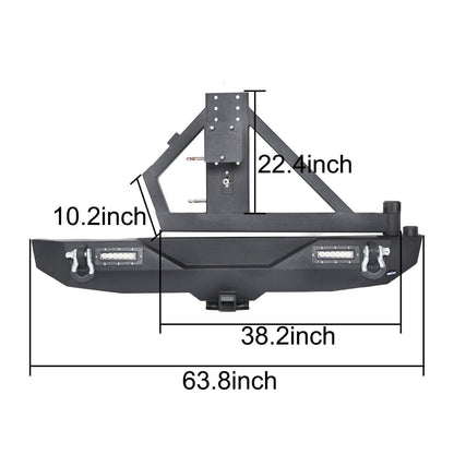 Opar Lotus Tubular Front Bumper & Different Trail Rear Bumper w/Tire Carrier Combo Kit for 2007-2018 Jeep Wrangler JK JKU BXG132114 u-Box offroad 13