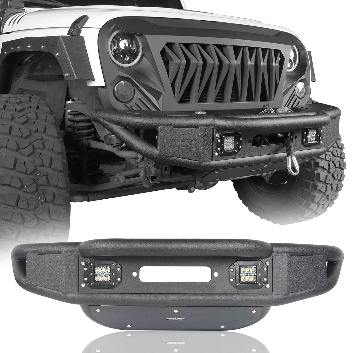 Opar Lotus Tubular Front Bumper & Different Trail Rear Bumper w/Tire Carrier Combo Kit for 2007-2018 Jeep Wrangler JK JKU BXG132114 u-Box offroad 3