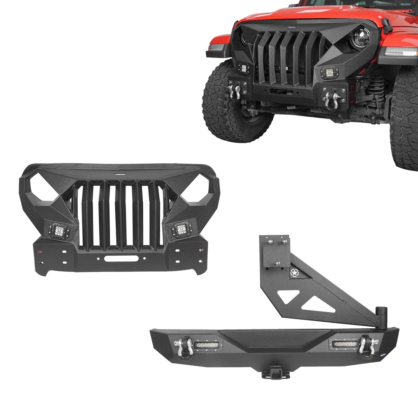 Mad Max Front Bumper & Rear Bumper w/Tire Carrier(18-24 Jeep Wrangler JL 4 Door) - ultralisk4x4