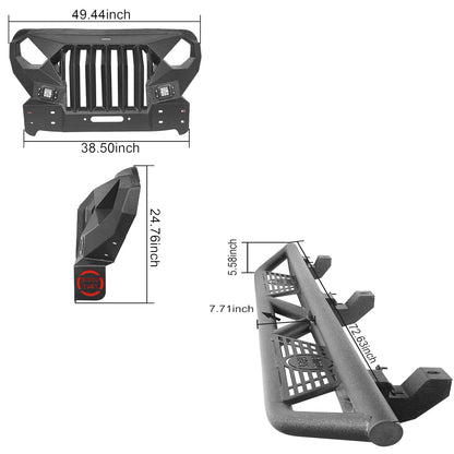 Front Bumper with Mad Max Grill & Side Steps(18-25 Jeep Wrangler JL 4 Door) - ultralisk4x4