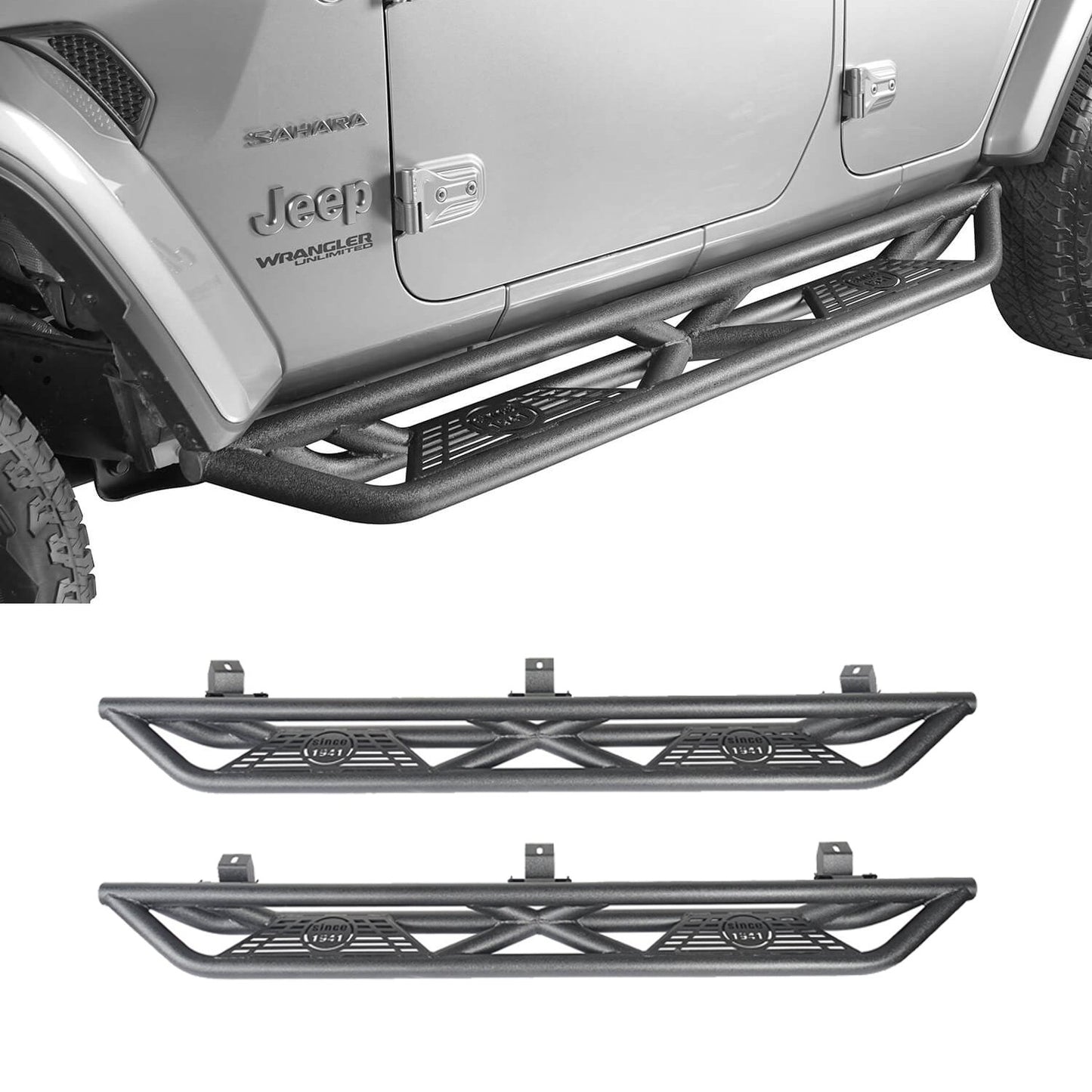 Front Bumper with Mad Max Grill & Side Steps(18-24 Jeep Wrangler JL 4 Door) - ultralisk4x4